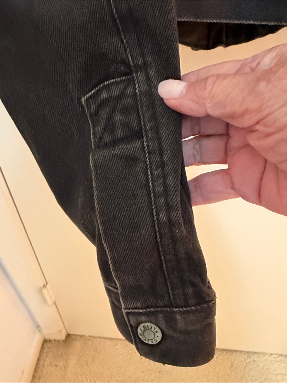 Calvin Klein Black Cropped Denim Jacket - Women's Jean Jacket - Picture 3 of 4
